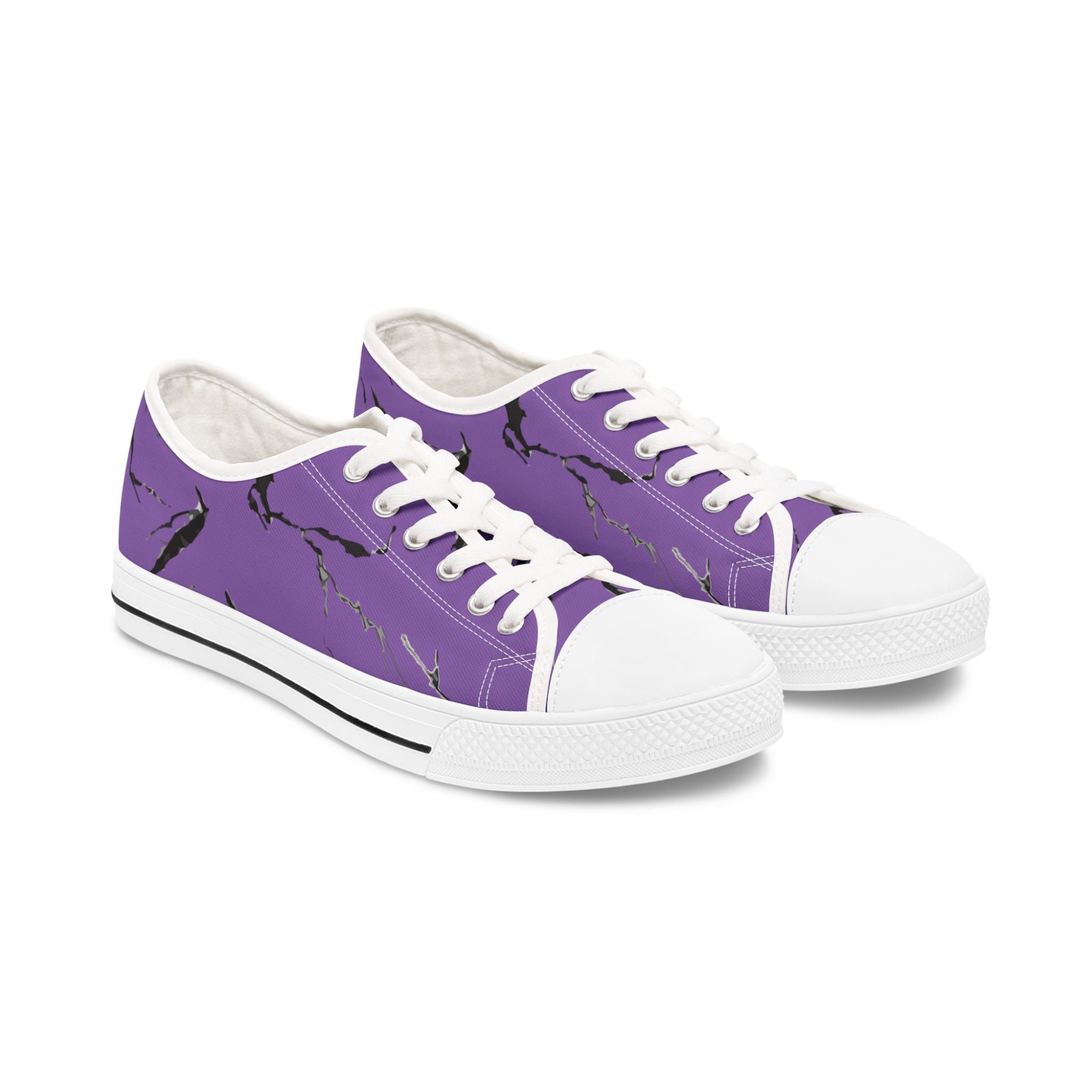 Stylish Women's Purple Marble Low Top Sneakers